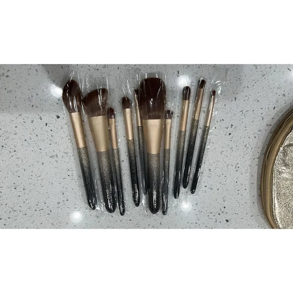 Luxury Enzo Ken 9pieces Black Professional Sable Makeup Brushes Set With Case